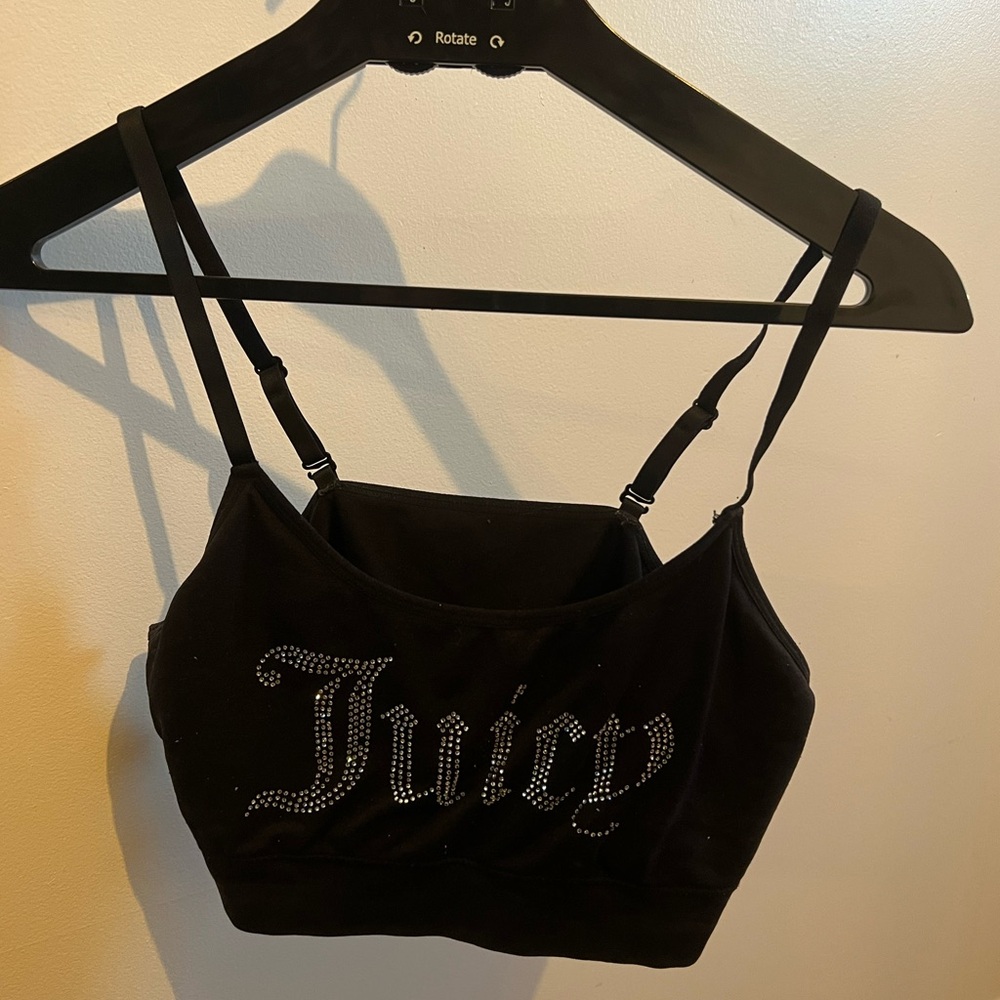 Juicy Couture Black Sleeveless Cropped Cami Top with Silver Logo